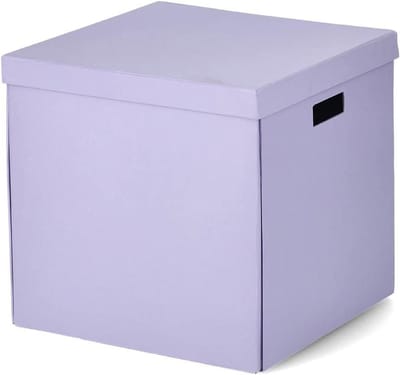 Opbergdoos Karton - Opbergkist Deksel - Huis Ordenen - Inklapbaar Design - 33x33x32 cm - Lila