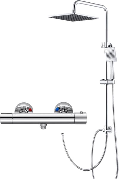 Auralum Max Douchesysteem - Regendouche met Thermostaatkraan - Doucheset - Regendoucheset - 10 inch Douchekop - Waterbesparend - Chroom