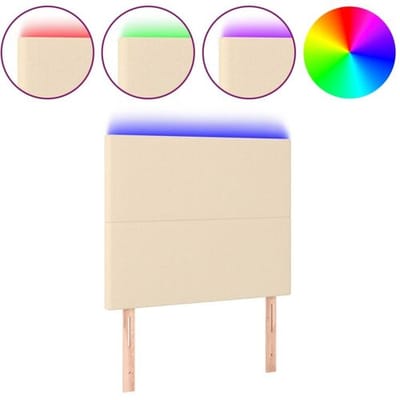 vidaXL - Hoofdbord - LED - 80x5x118/128 - cm - stof - crèmekleurig