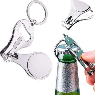 Nagelknipper en Flesopener Sleutelhanger In 1 I Multifunctionele sleutelhanger I Leuke Gadget I Cadeau Idee I Zilver
