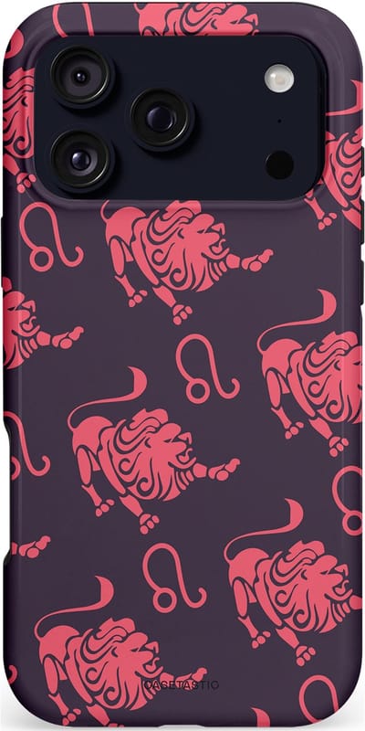 Casetastic hoesje geschikt voor Apple iPhone 17 Pro Max - MagSafe - Dubbellaagse bescherming - Zodiak leeuw - Fashion Case - Donkergrijs Koraal