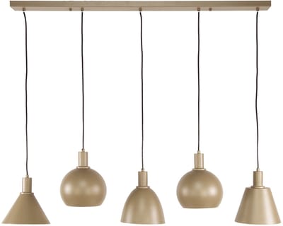 Giga Meubel Hanglamp Metallo Mix - Beige Metaal - 5-Lichts - 20x118x150cm