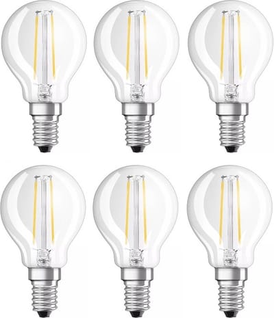 6 stuks | OP=OP Osram LED kogellamp 1.5W 136lm 2700K Helder Niet-Dimbaar P45 | E14 | Extra Warm Wit | 1.5 watt | 15.000 Branduren