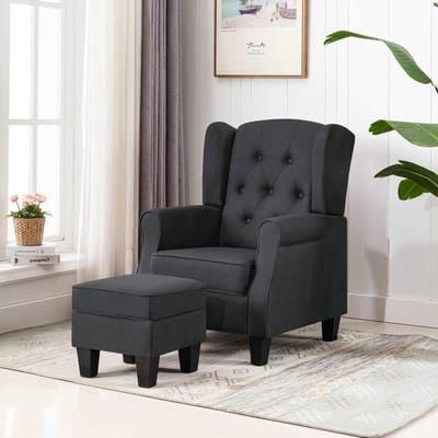 Fauteuil met voetenbank - Loungestoel relaxstoel - Ontspannen zitten - Hoge rugleuning dikke bekleding