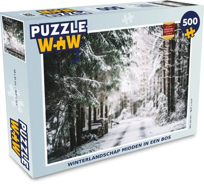 Puzzel Winterlandschap midden in een bos - Legpuzzel - Puzzel 500 stukjes