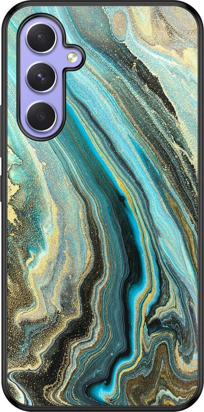 Leuke Telefoonhoesjes - Hoesje geschikt voor Samsung Galaxy A54 - Marmer mint - Soft case - TPU - Marmer - Blauw