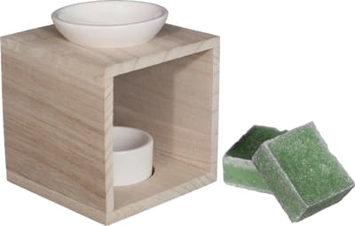 Ideas4seasons Amberblokjes/geurblokjes cadeauset - dennen geur - inclusief geurbrander