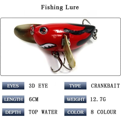 Topwater Mini Crankbait Visaas Drijvend Swimbait Hard Aas voor Zoetwater en Zoutwater red