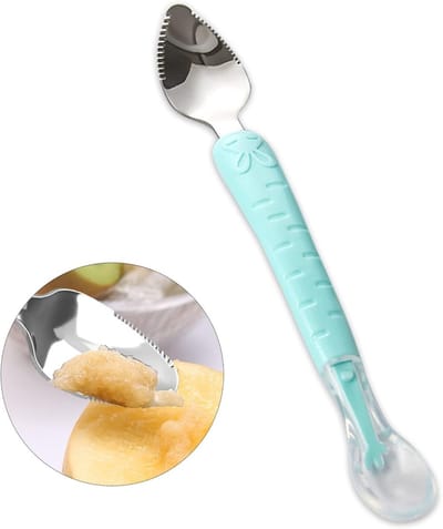Siliconen lepel voor baby's en peuters vanaf 4 maanden - Geschikt voor magnetron, vaatwasser en vriezer (Blauw)