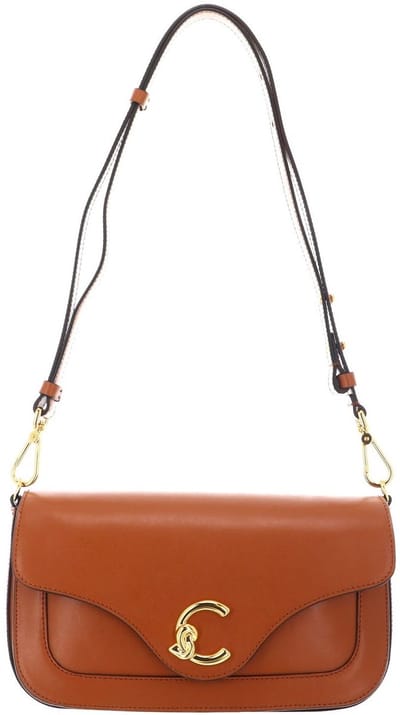 COCCINELLE Leren schoudertas C-Me Calf Shoulder Bag Crab Lichtbruin