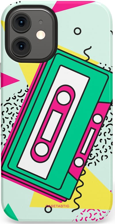 Casetastic Hoesje Geschikt voor Apple iPhone 12 Mini - Stijlvolle Beschermende Duo-layer Case - Retro 80s muziek