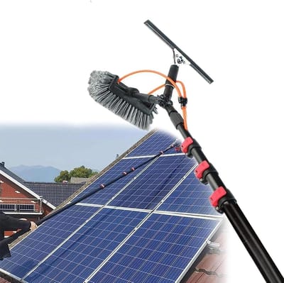 Wasborstel Telescoopstang - Vensterreiniger - Hoge Oppervlakken Reinigen - Waterdoorlatend Aluminium - Tot 12 Meter - Grijs