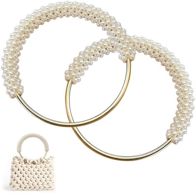 Dailygoods- Handvat 11 cm - 2 Stuks - Ronde Tas Handvatten - Witte Parel - Sterk en Duurzaam - Geschikt voor Doe-Het-Zelf Accessoires - Tashandvat