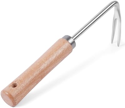 Dailygoods - OFFCUP Onkruidtrekker Roestvrijstalen Onkruidverwijderaar Wortelwieder Tuinieren Handontwortelgereedschap Met Handvat Rubberen Grip 5 Tanden Efficiënte Onkruidverwijdering - 41cm