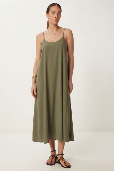 Losse Midi-jurk met U-hals