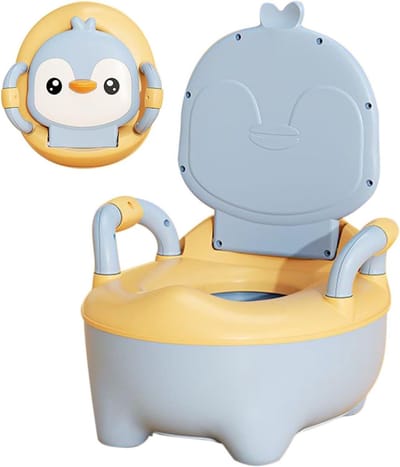 Kinderpotje Stoel - Toilet Trainer - Zindelijkheidstraining Thuis - Antislip Pinguïn Design - 39.7 x 34.3 cm - Blauw