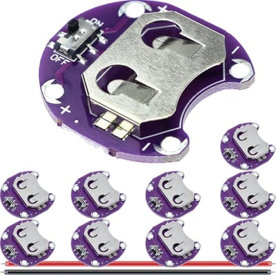 Knoopcel Batterijhouder - Module met Schakelaar - Projecten Aansturen - Geïntegreerde Aan/Uit Schakelaar - 10 Stuks - Zwart