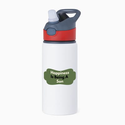 Hacebo® - happiness is being a son waterfles met rietje rood - Zoon - de liefste zoon - verjaardag - cadeautje voor zoon - zoon artikelen - kado - geschenk - water fles - 650ML
