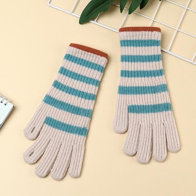 Dames Herfst en Winter Warme en Koude Handschoenen Outdoor Fietsen Winddichte Gebreide Wollen Handschoenen Student Touchscreen Verdikte Handschoenen gray