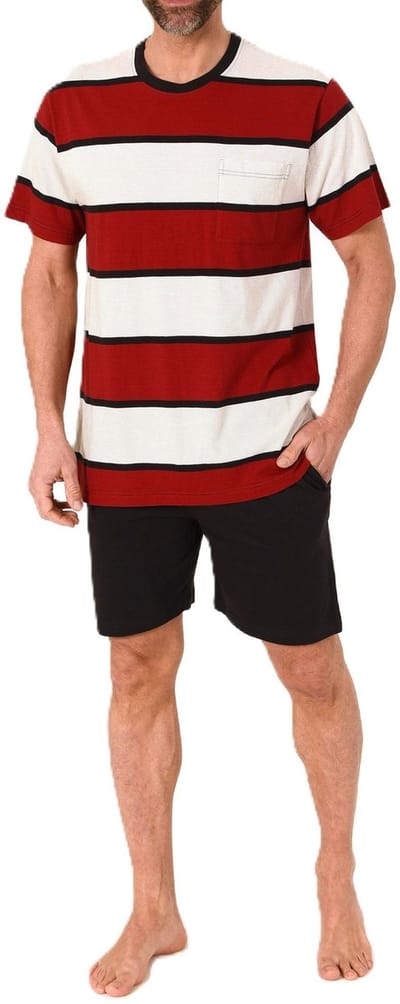 Normann herenpyjama Shorty met korte mouwen in een gestreepte look - ook in grote maten