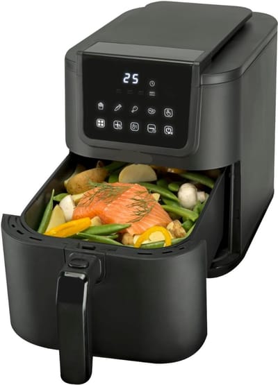 Aurixi® Airfryer xl - Airfryer xxl - Heteluchtfriteuse - 5 Liter - met keramische antiaanbaklaag - Zwart - 29cm x 23cm x 40cm
