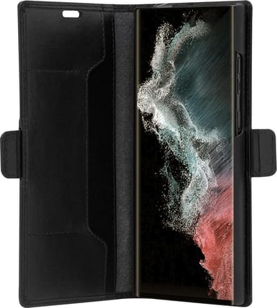 dbramante1928 Copenhagen Bookcase Hoesje Met Pasjeshouder - geschikt voor Samsung Galaxy S22 Ultra - full-grain leder - Zwart