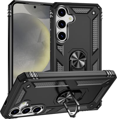 Coverup Hoesje - Geschikt voor Samsung Galaxy S25 Hoesje - Coverup Ring Kickstand Back Cover - Zwart