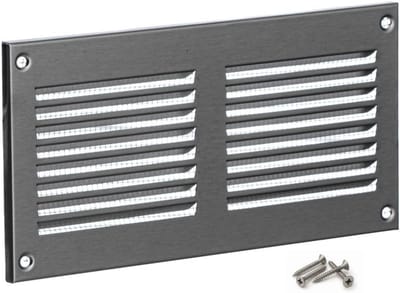 Ventilatie rooster - Metaal rooster - Luchtcirculatie - Met insectenhor - 200x100 mm - Zilver