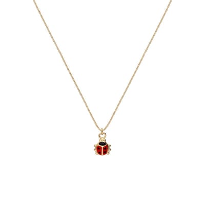 Lucardi Kinder Zilveren goldplated ketting lieveheersbeestje - Ketting - 925 Zilver - Goudkleurig - 38 cm