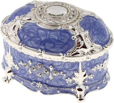 Sieradendoos Ovaal - Bewaardoosje Emaille - Sieraden Opbergen - Handbeschilderd Ontwerp - Maat M - Paars