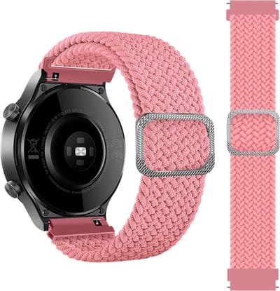 Nylon bandje - geschikt voor Garmin Vivoactive 4 / Venu 2 / Venu 3 / Forerunner 255 / 265 - roze