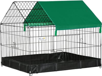 PawHut Kooi voor kleine dieren - Staal - 90x75x75cm - Zwart