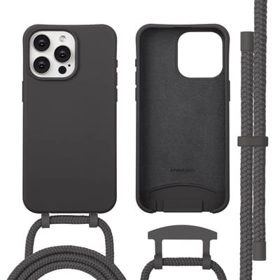 imoshion Hoesje - Geschikt voor iPhone 15 Pro Max - Color Backcover met afneembaar koord geschikt voor MagSafe - Black Coffee
