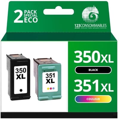 Pack cartouches HP 350XL & 351XL - Noir et couleur - Compatible avec plusieurs modèles - 2 cartouches incluses