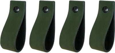 Handles and more - 4x Leren handgrepen - lusjes - Kaki - XS (12,6cm) - incl. 3 kleuren schroefjes (handgreepjes - leren greepjes - leren lusjes)
