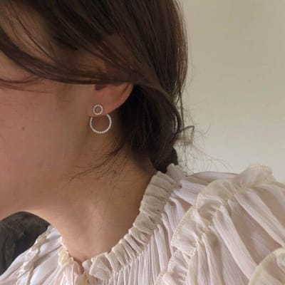 Nieuwe Cirkel Stud Oorbellen Voor Vrouwen Koreaanse Stijl Delicaat Glanzende Zirkonia Dubbelzijdige Oorbellen Sieraden brown