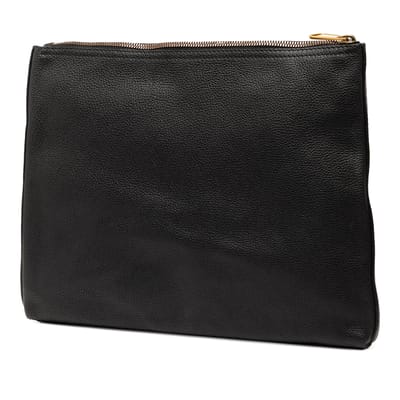 Tweedehands Medium Leren Logo Portfolio Clutch