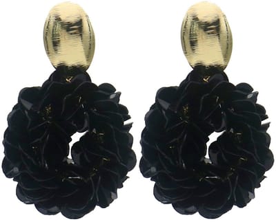 Oorbellen shiny – zwart – 6,5x4 cm