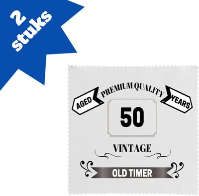 Akyol - oldtimer 50 jaar brillendoekjes - Verjaardag cadeau - papa - collega - grappige tekst - 17,8 bij 17,8 cm - 2 stuks