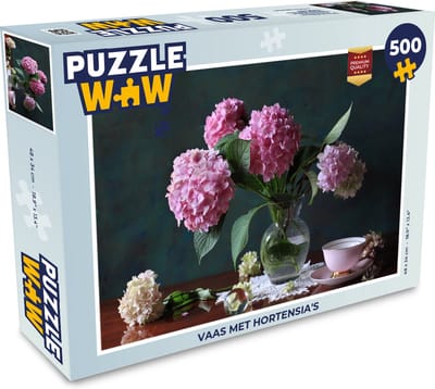 Puzzel Vaas met Hortensia's - Legpuzzel - Puzzel 500 stukjes