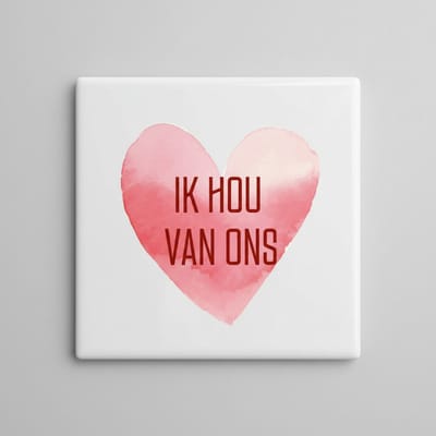 Romantische Hart Tekst Keramische Tegel – “Ik Hou Van Ons” – Liefde Decor Wandtegel 15×15 cm