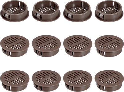 12x Ronde Ventilatie Roosters 35mm voor Plafond, Keuken en Badkamer - Donkerbruin Kunststof