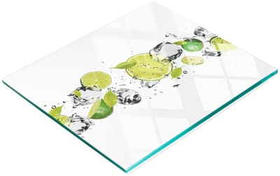Duurzame en stijlvolle glazen snijplank met kalk- en waterpatroon, 60x52 cm