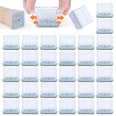 Stoelpootbescherming Siliconen 16 Stuks - Transparant Vierkant met Viltkussens voor Houten Vloeren