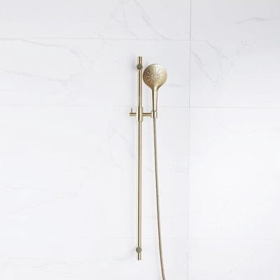 FugaFlow Eccelente Acces glijstangset met ronde handdouche, metalen doucheslang Geborsteld Messing PVD (Goud)