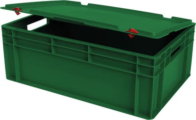 Alpac Stapelbak met deksel - Opbergbak met deksel - 600 x 400 x 240 mm - 42L - Groen
