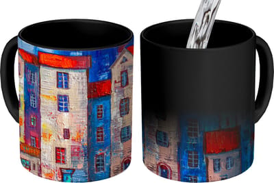Magische Mok - Foto op Warmte Mokken - Koffiemok - Schilderij - Olieverf - Huis - Water - Magic Mok - Beker - 350 ML - Theemok