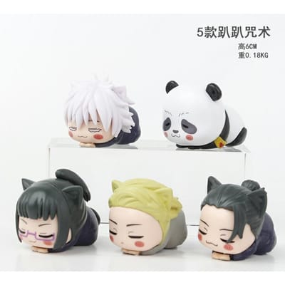 5 stuks/set Anime Jujutsu Kaisen Personages Slaapversie Panda Model Speelgoed 6cm no box white