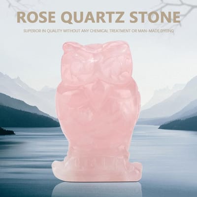Rozenkwarts Beeldje Uilvormig Decor Roze Kristal Genezende Steen Edelsteen Decoratie (2in) beige