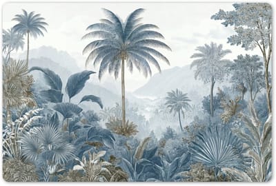 Placemats 45x30 cm - Placemat kunststof - 1 stuk - Jungle - Modern - Blauw - Groen - Borden onderleggers - Decoratie voor op tafel - Keuken tafeldecoratie accessoires - Vinyl onderlegger - Tafelversiering